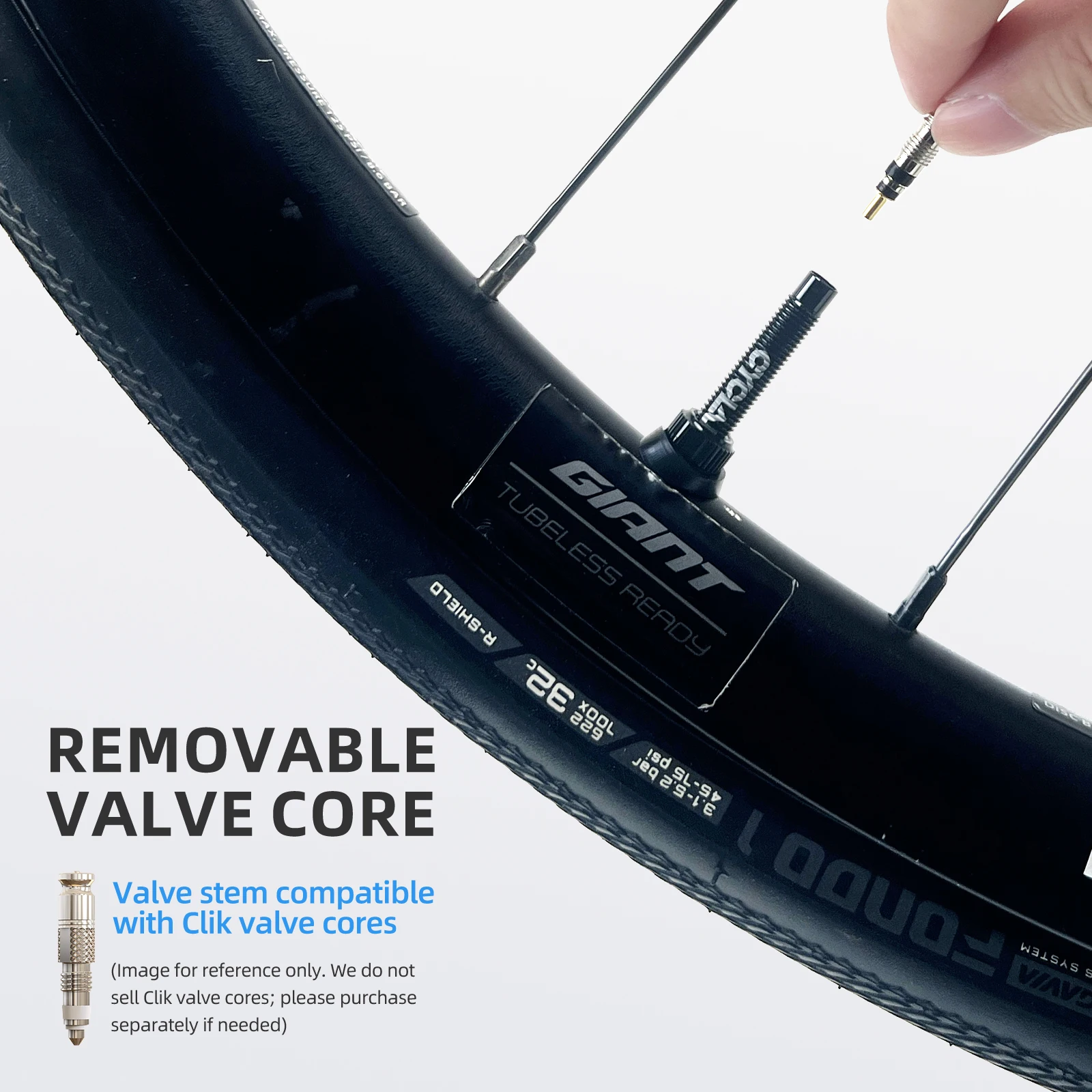 2 Stück CYCLAMI Fahrrad-Schlauchlosventil, Aluminiumlegierung, Presta, abnehmbares abnehmbares Ventil, FV, ultraleichter Reifennippel, 45 mm, 65 mm, 85 mm – Detail 2