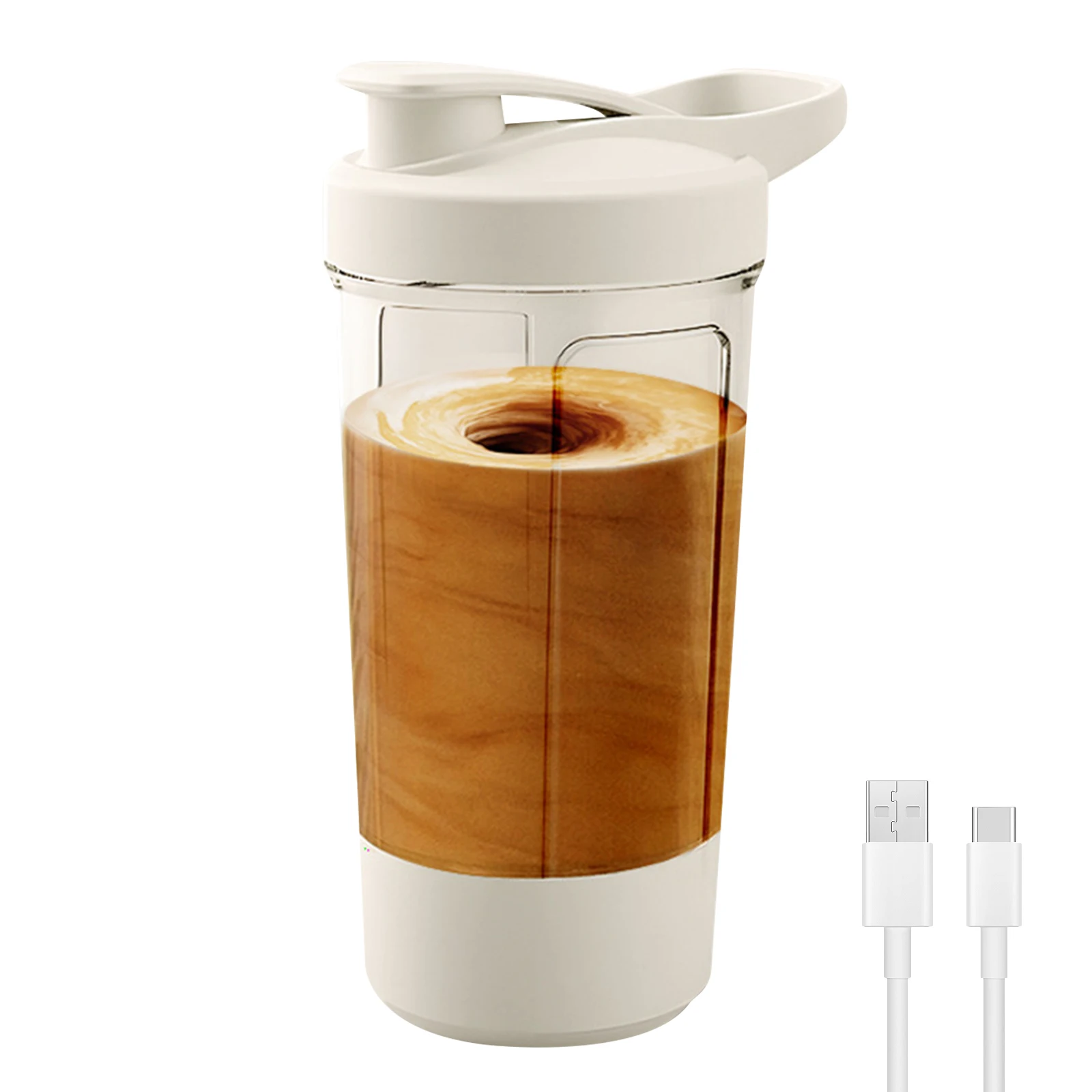 USB Electric Shaker 450ML Portable Rechargeable Blender Cup Protein Powder Shaker Fitness Gym Workout Travel Bottle with Scale