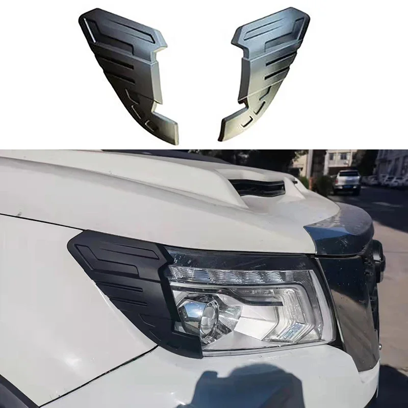 CAR MATTE BLACK HEADLIGHTS COVER FIT FOR NISSAN NAVARA NP300 2021 2022 FRONT LIGHT LAMP TRIM FRAME STYLING ACCESSORIES