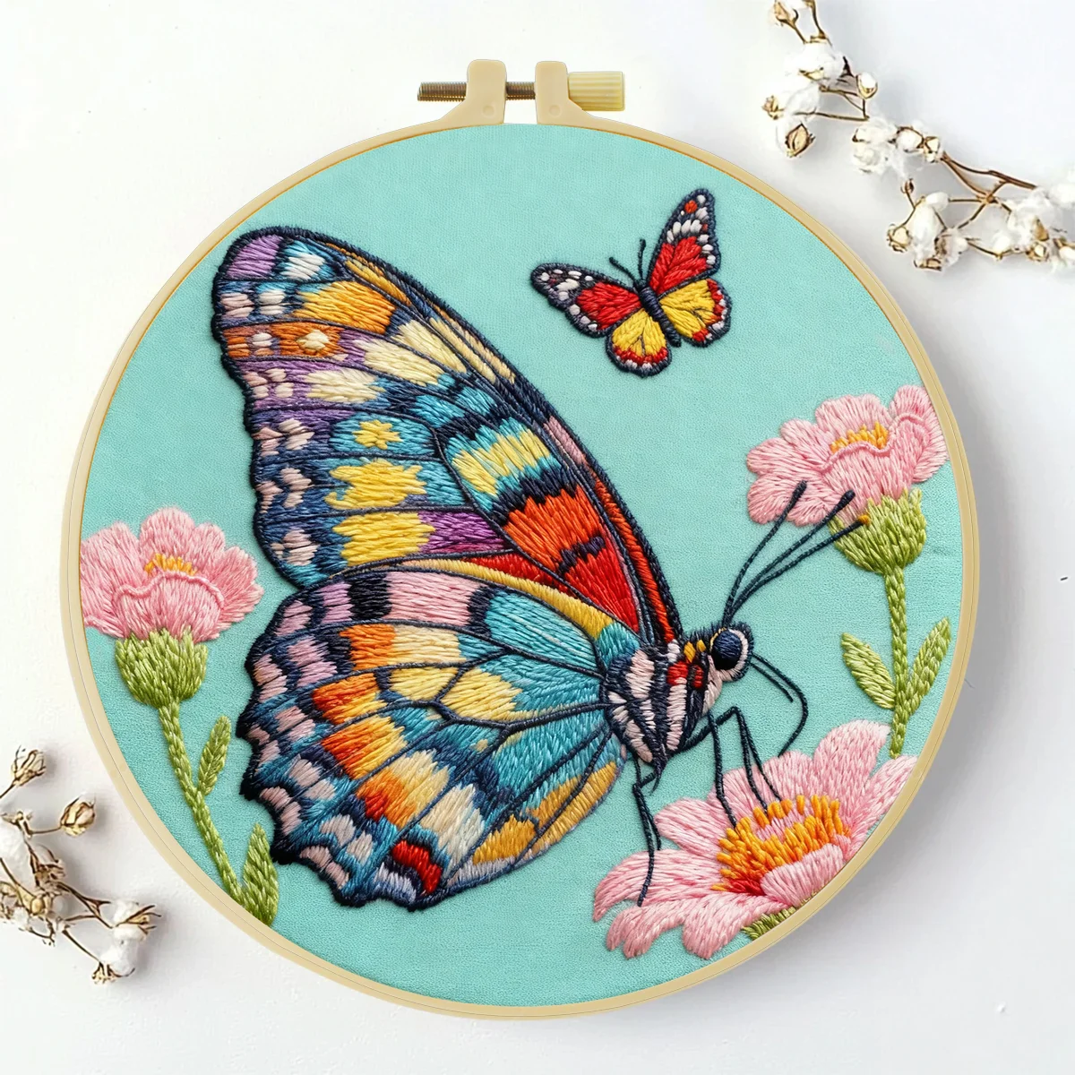 1 Stück 20X20CM/15X15CM 7,87/6,3 Zoll Schmetterlings-Stickerei-Starter-Kit DIY-Kit DIY-Stickerei-Set Handarbeiten Nadelkunst – Detail 1