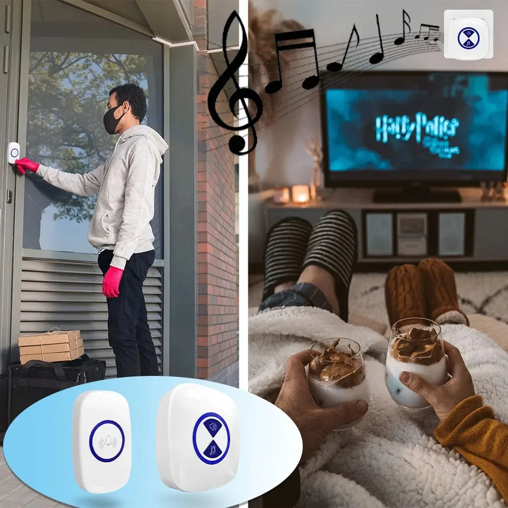 MINI Wireless Smart Doorbell Welcome Door Bell 25song Ringtones Differentiated Doorbell Mute Home Office Call Bell US EU Plug