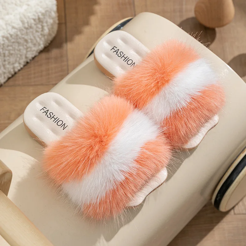 Children Winter Girls Platform Kids Plush Slippers Home Indoor Non-Slip Warm Cute  Schoolgirl Princess Shoes 3-12 Years