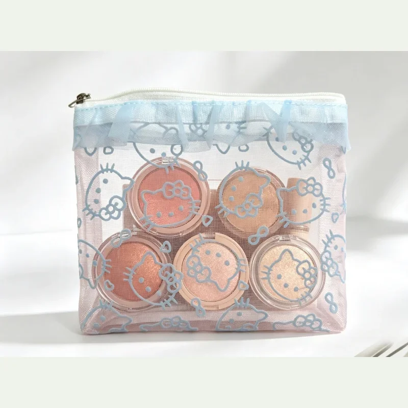 Kawaii Cartoon Netz-Aufbewahrungstasche Transparente Tasche Tragbare Hello Kitty Kosmetik-Aufbewahrungstasche Geeignet für Mädchen-Reiseaccessoires – Detail 10