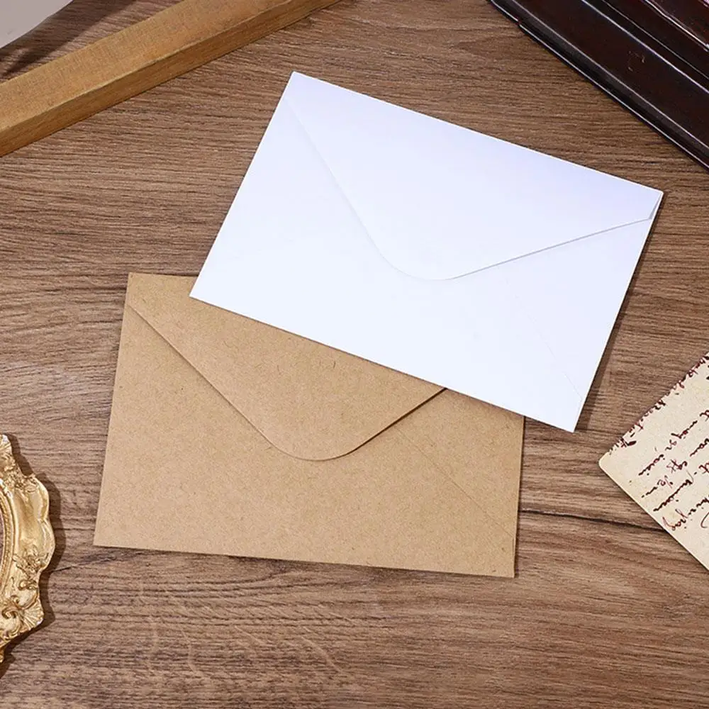 

50pcs Kraft Paper Envelopes Vintage Classical Mini Paper Window Envelope For Business Card Wedding Invitation Envelope Envelopes