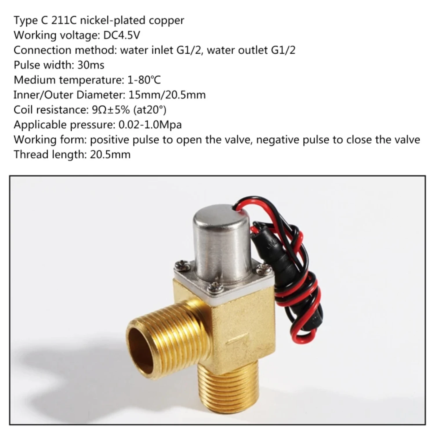 DC 4,5 V Magnetventil Messing Magnetventil Wasserdurchfluss Abflussventil Elektromagnetische Va