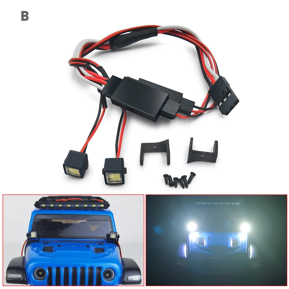 YEAHRUN محاكاة الجبهة مصباح ليد مصباح المصباح ل محوري SCX24 1/24 RC الزاحف سيارة ترقية أجزاء الملحقات
