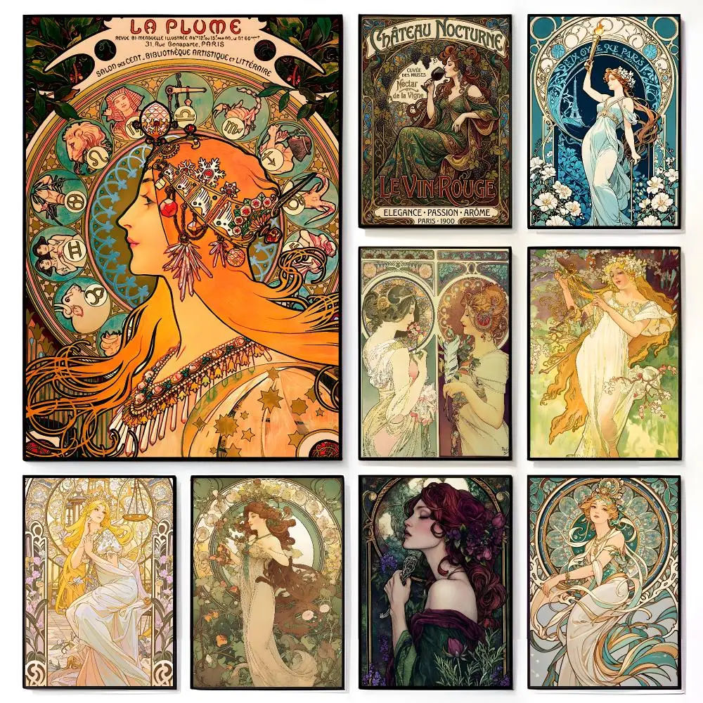 artist illustration A-Alphonse Mucha Poster American Film Mural Home Childrens Room Wall Decor Print