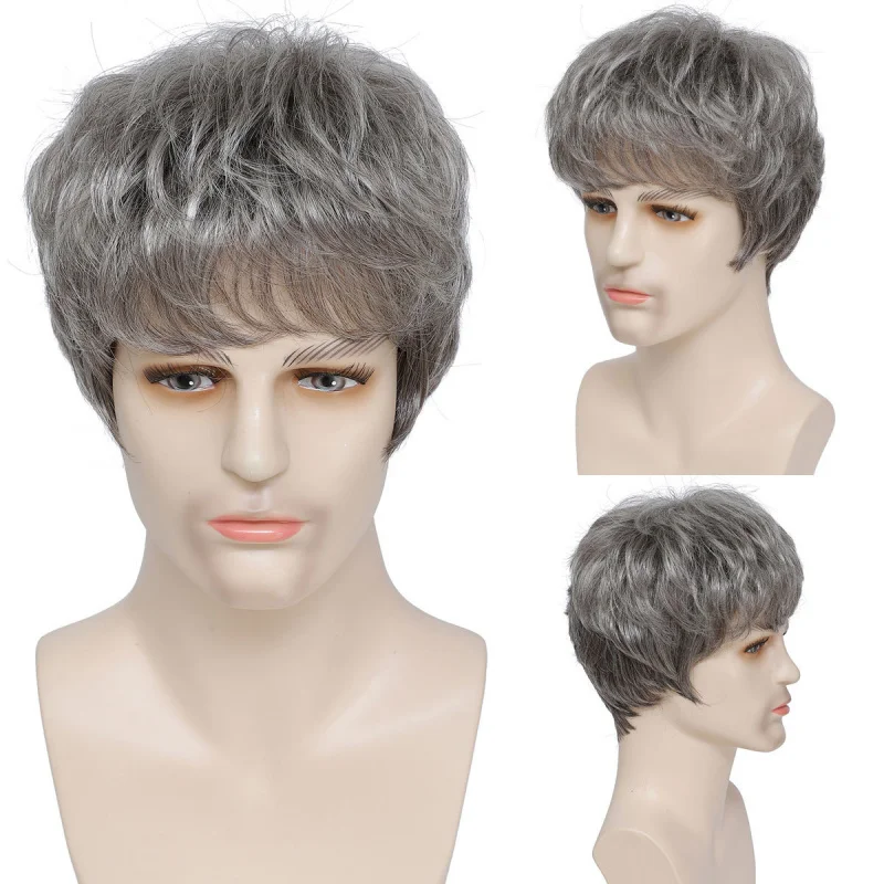 

Fashionable naturally voluminous 's synthetic fiber , European and American style men's wig