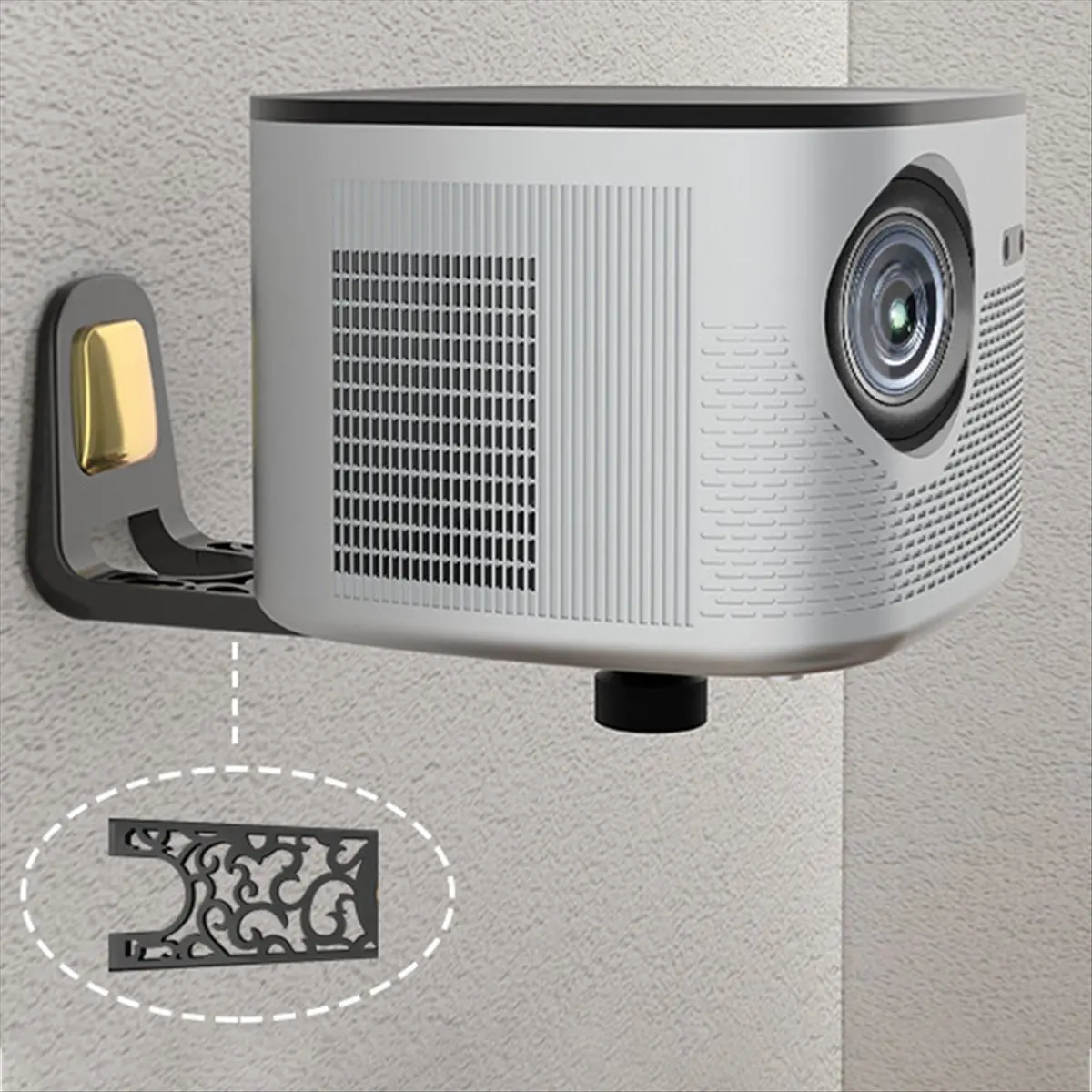 SCLS Wall Mount Projector Stand Sturdy Aluminium Alloy Metal Bracket Multi-Angle Compatible with Most Projectors Black