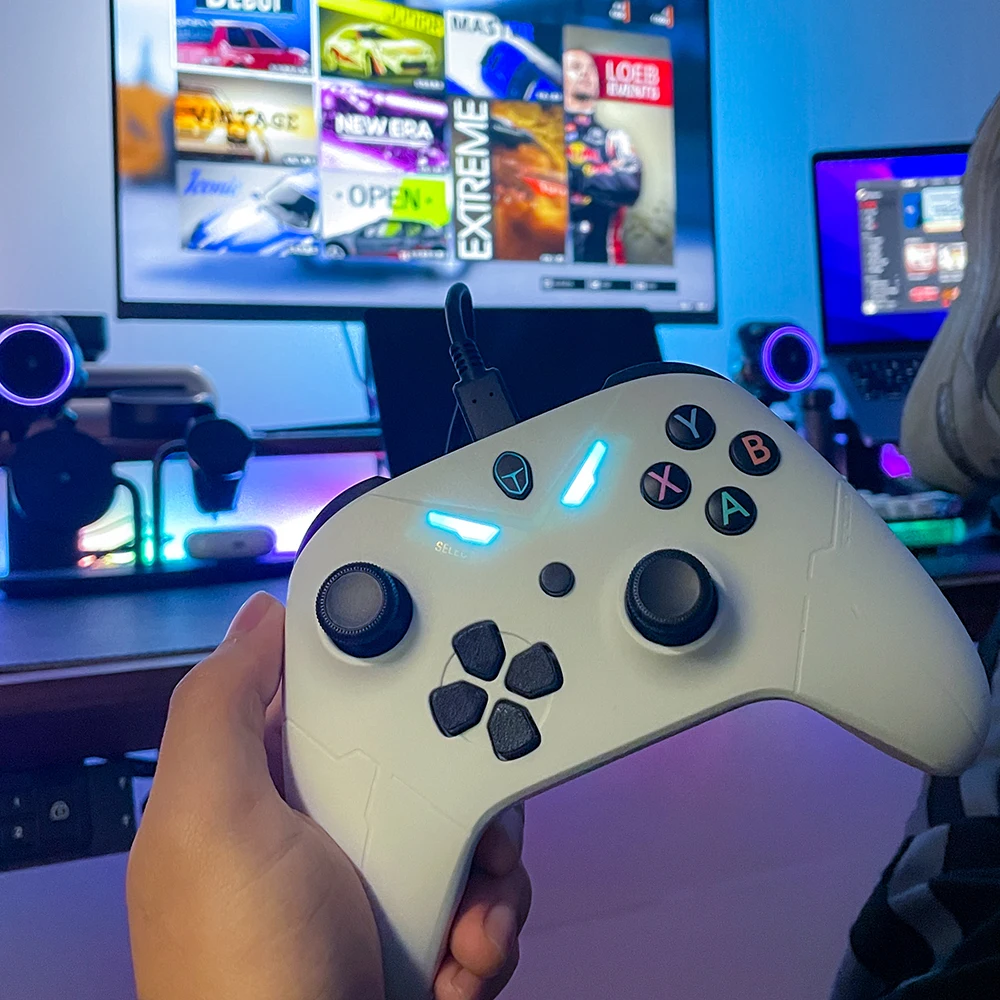 Thunderbot – manette de jeu G25, avec vibrations, sans fil, filaire, contrôleur de jeu avec fonction Turbo, pour PC Windows, Smart TV, Joysticks