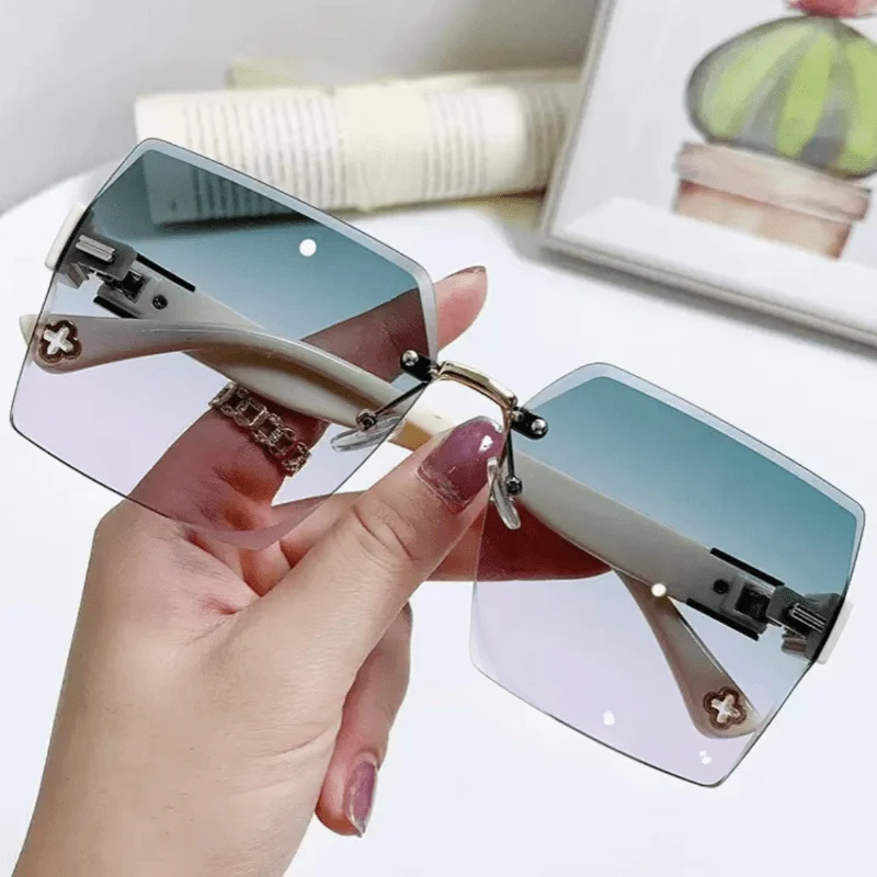 Modische Rahmenlose Sonnenbrille Maske Damenmode Sonnenbrille