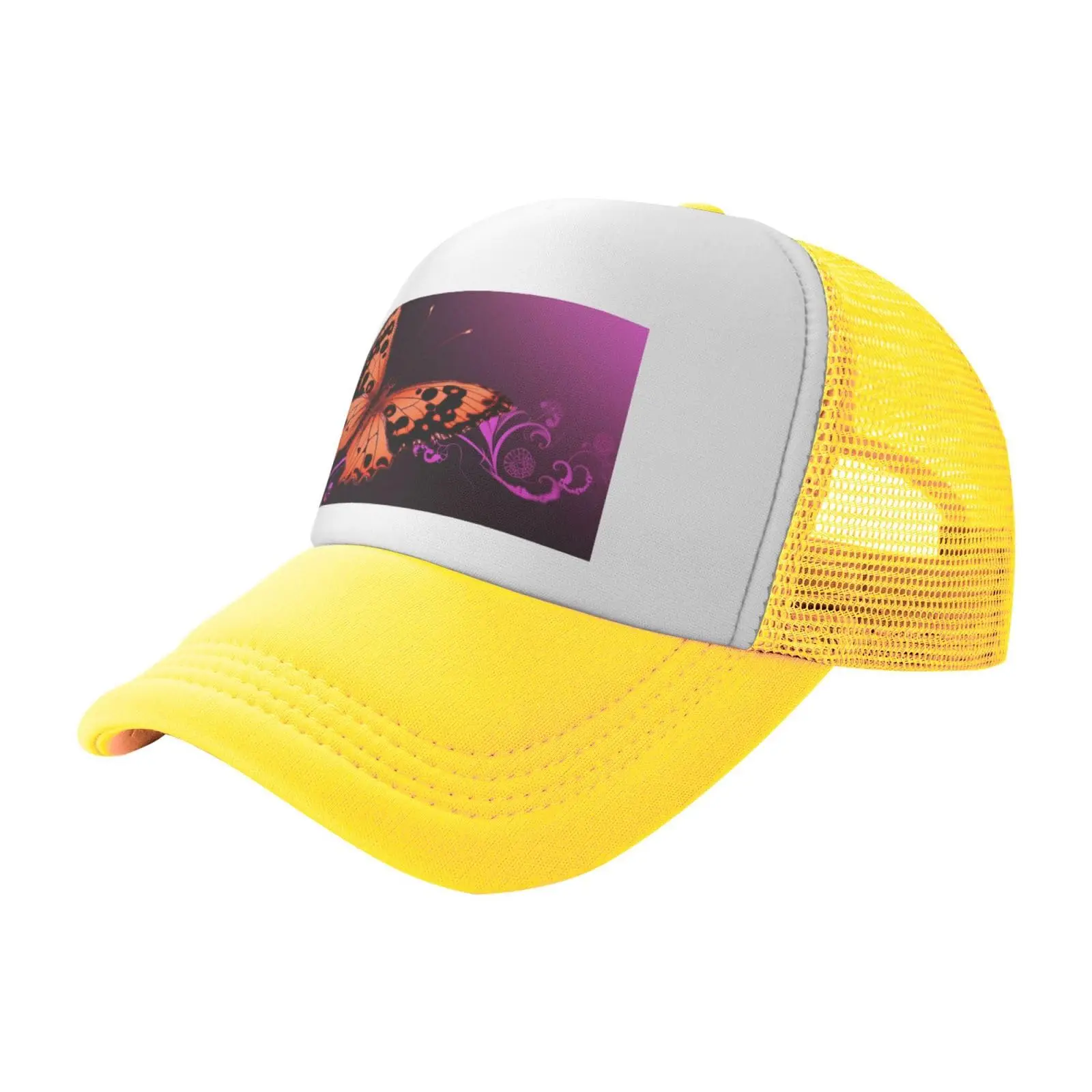 Gorra de béisbol con estampado de mariposa, malla transpirable, Cierre trasero ajustable, cómoda Sombrero de Sol para exteriores, Verano