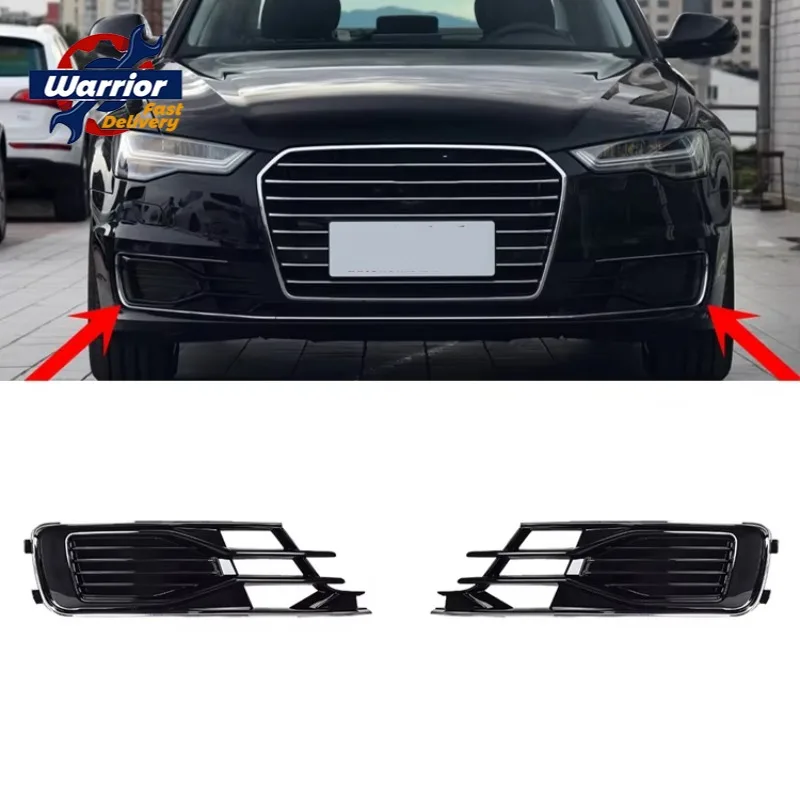 

Front Left Right Front Bumper Grilles Cover Fog Light Cover for Audi A6 C7 2016 2017 2018 4G0807681AD 4G0807682AD