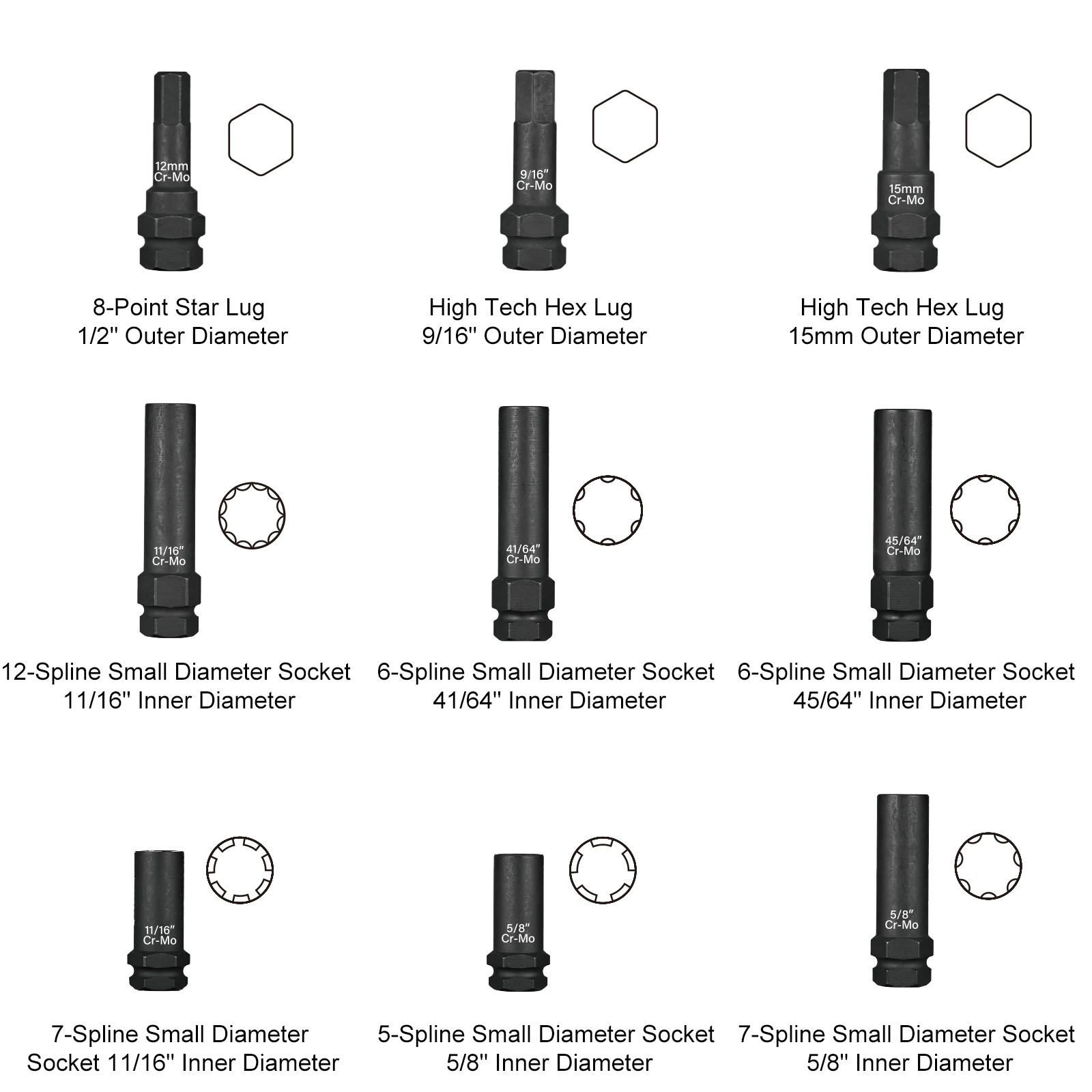 16pc Wheel Lock Removal Tool, SAE & Metric Locking Lug Nut Master Key for Removing Locking Spline Star Hex, Fluted Hex Lug Nuts