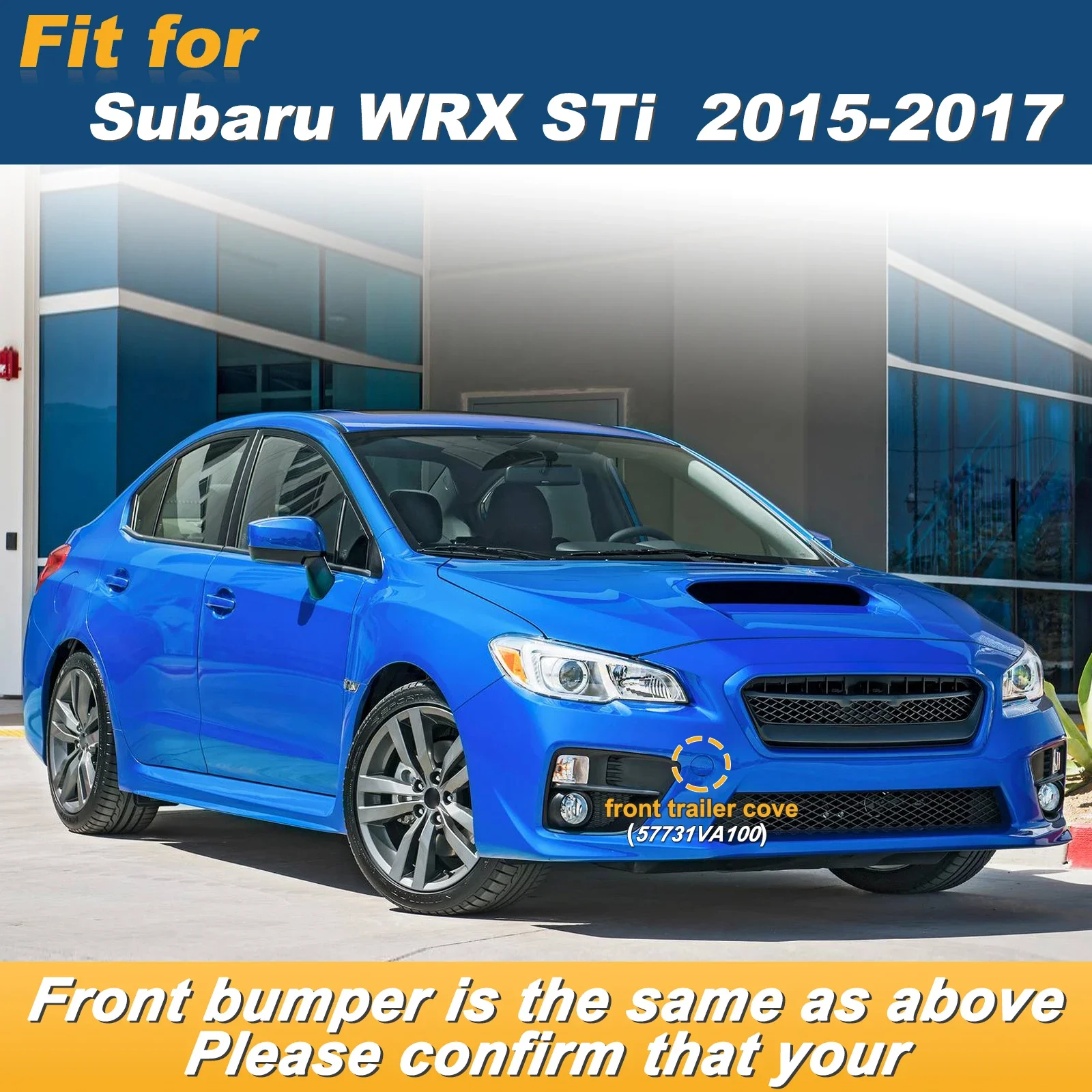 For Subaru WRX STi 2015 2016 2017 Right Front Bumper Tow Hook Towing Eye Cover Replacement Part 57731VA100