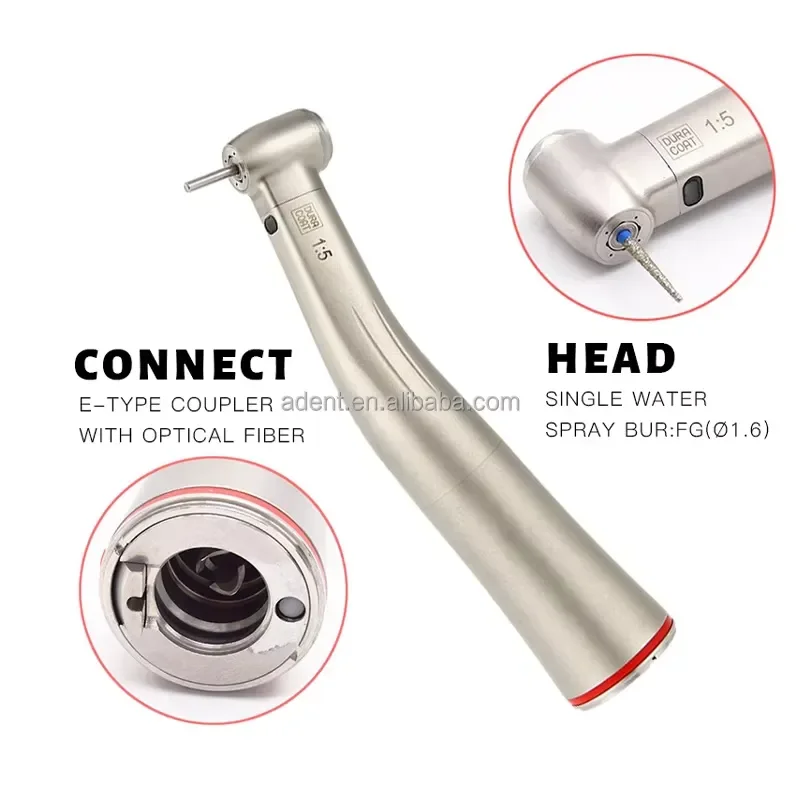 1:5 Fiber Optic Increasing Contra Angle Red Ring Electric Motor Push Button Contra Angle Low Speed Handpiece