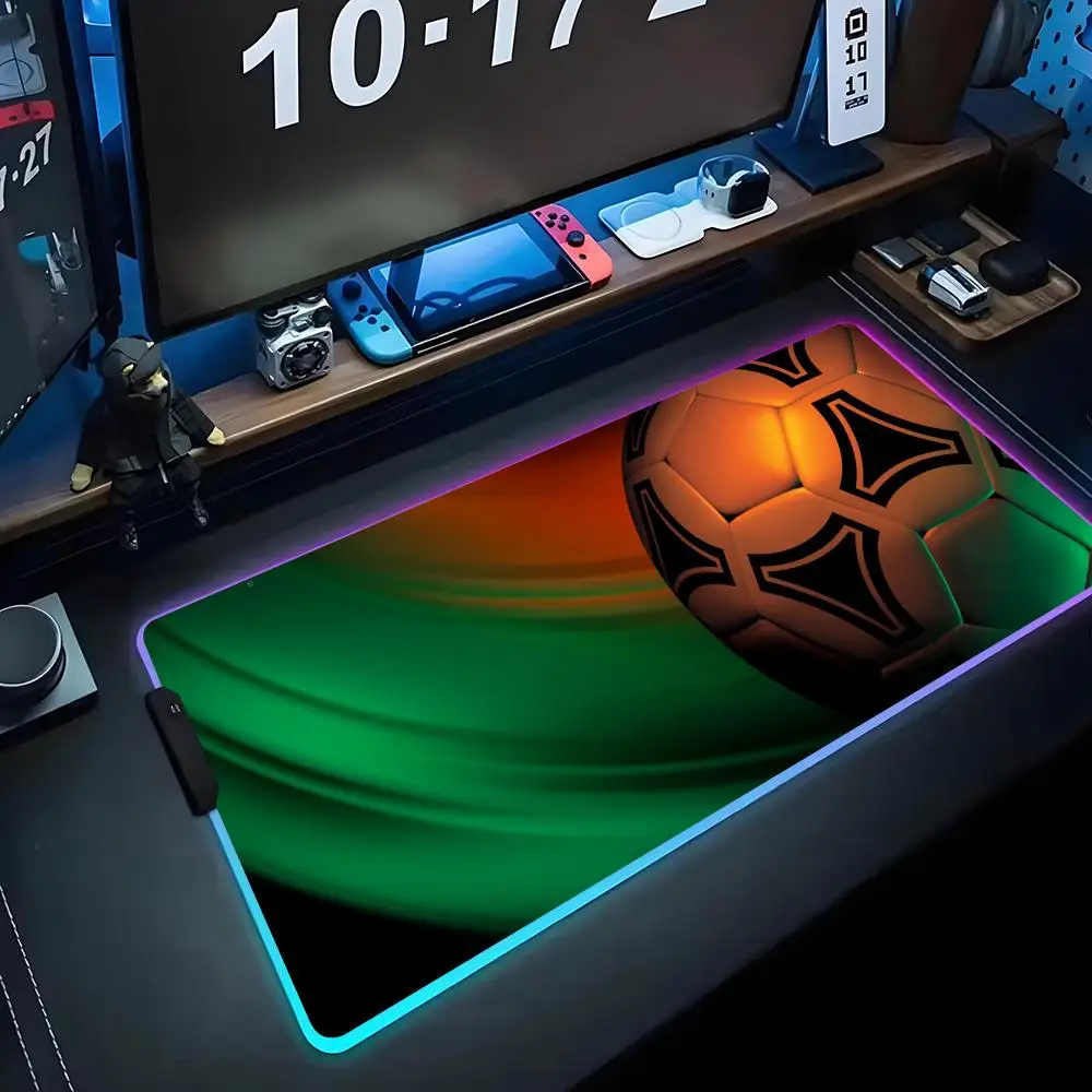 

football wallpaper Mouse Pad RGB Gaming Mousepad Big LED Pad PC Desk Mat Luminous Mouse Pad Large Keyboard Mats Table Rug With