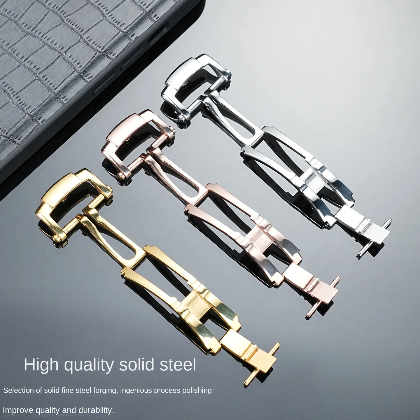 304L Steel 18mm Watch Clasp Accessories for Patek Philippe Watch Buckle Nautilus Leather/Rubber Strap Butterfly/Folding Buckle