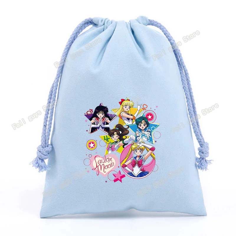 Sailors Moon Series Drawstring Bag Cartoon Candy Snacks Storage Pouch Cute Print Data Cable Power Bank Bags Birthday Gifts view 6