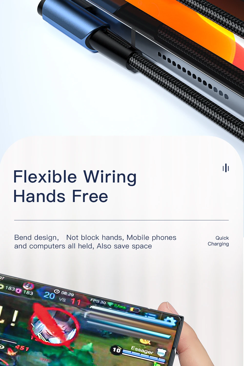 Essager 100 W USB Typ C auf USB C Kabel 90 Grad Winkel für iPad MacBook Pro Xiaomi Samsung Huawei Schnellladung Typ-C Datumskabel – Detail 9