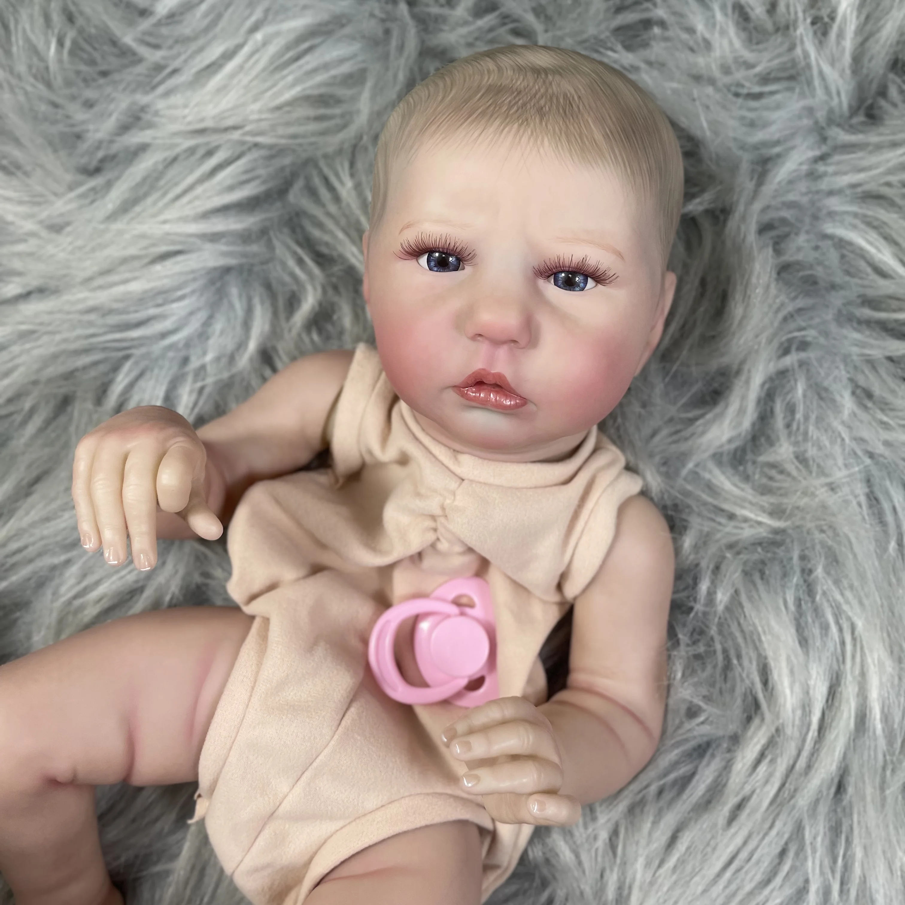 MRB 19 inch Already Painted Reborn Doll Kits Ellie-Sue With Blue Eyes and Eyelashes Vinyl Reborn Unassembled DIY Doll Kit Mold