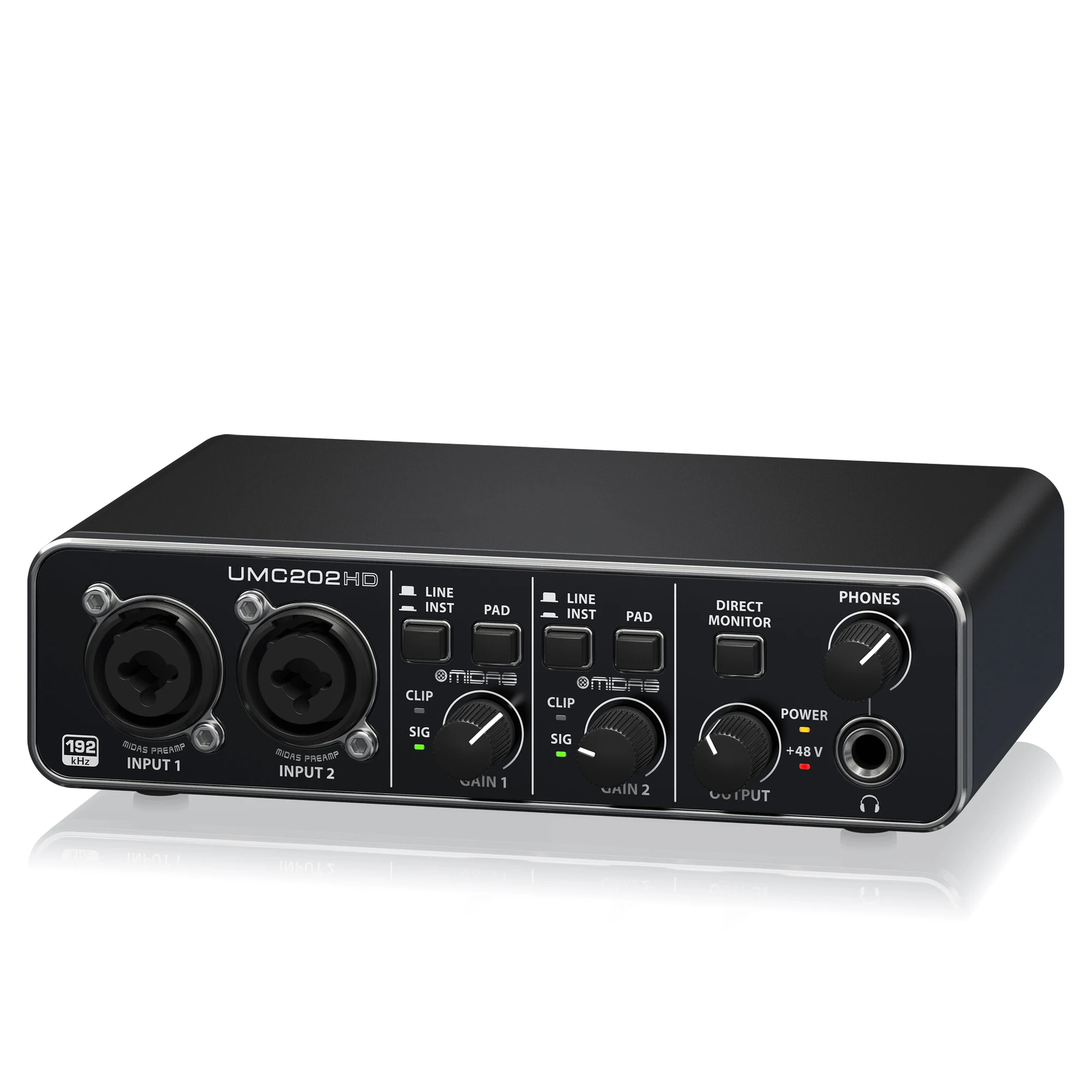 U-Phoria UMC202HD Sound Card USB Audio Interface With 2 Midas Preamps & 48V Phantom Power Studio Sound Equipment
