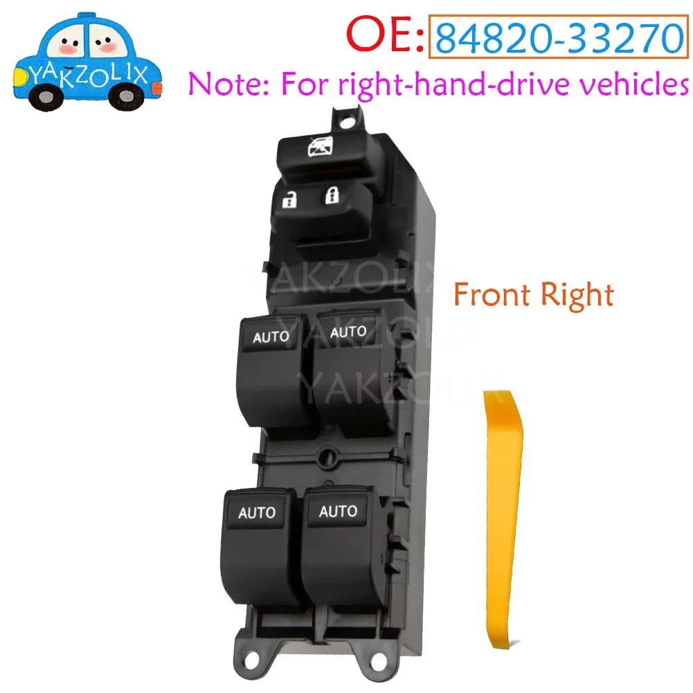 84820-33270 For Toyota RAV4 Camry Corolla Yaris Highlander Cruiser Vios Front Right Driver Side Electric Power Window Switch