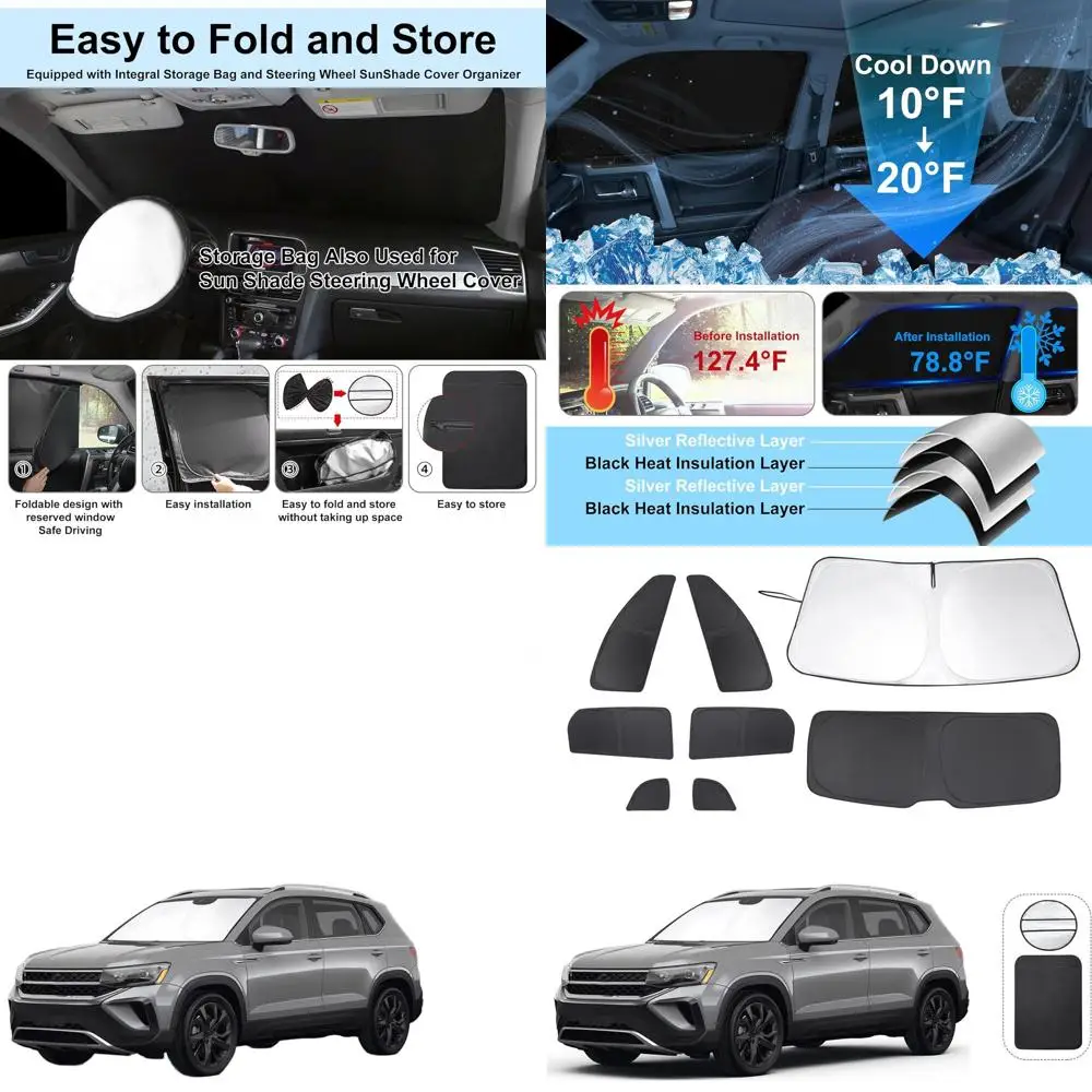 

Customizable Windshield Sunshade for 2022-2025 VW Taos, Foldable Side & Rear Window Covers, Full Privacy & Cooling Protection