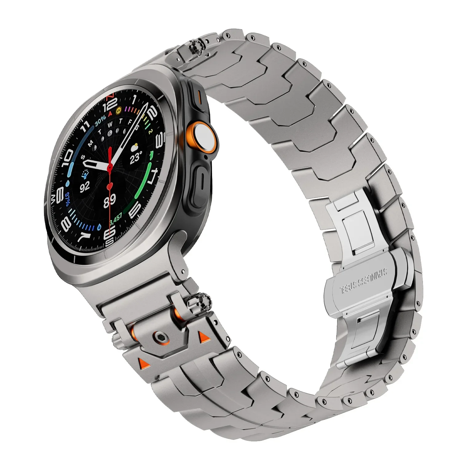 Samsung Galaxy Watch Ultra 2025 47mm用メタルストラップ 快適なステンレススチールブレスレットバンド Galaxy Watch 7 Ultra 47mm対応