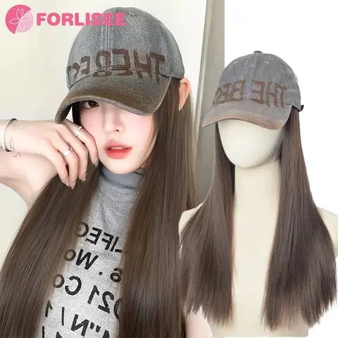 FORLISEE 20 इंच लंबा सीधा विग सिंथेटिक विग विंटेज काउबॉय हैट एक्सटेंशन हैट विग महिलाओं के लिए कोल्ड ब्राउन एडजस्टेबल हेयरपीस 10 best sales टोपी विग - №8