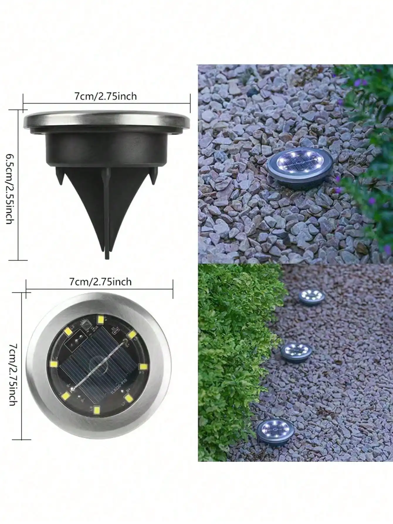 4Pcs Solar Waterproof Ground Plug Lights: 8-LED Disc Lights for Garden/Patio/Lawn/Path/Courtyard