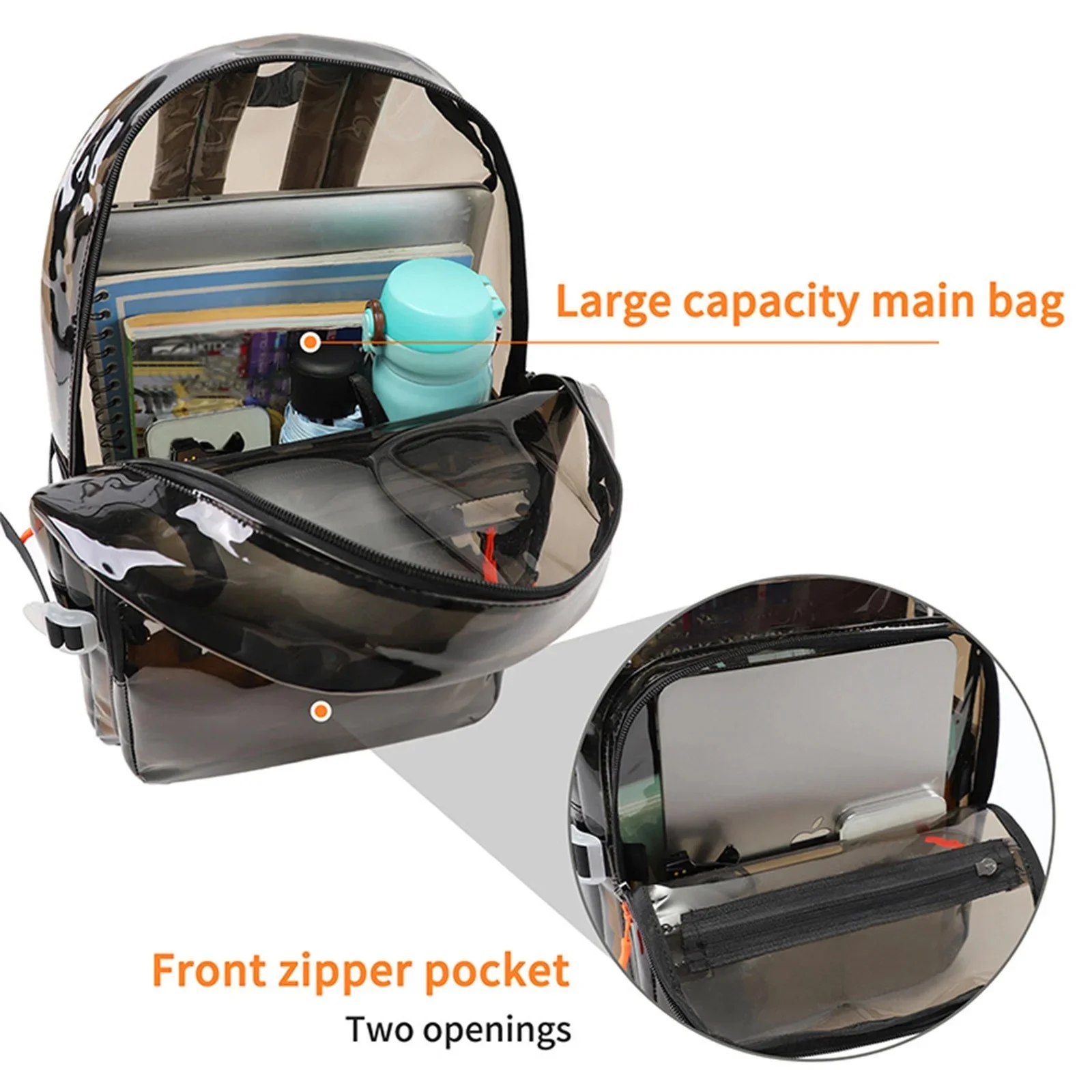 2025 Newclear Backpack Pvc Transparent Backpack Stadium Approved With Reinforced Strap School Bookbag For School Travel Bag