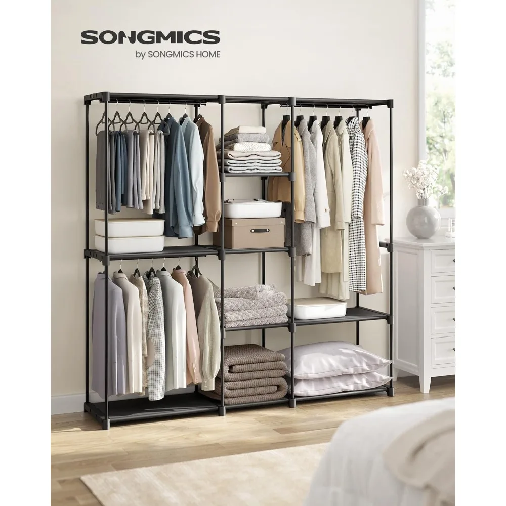 Portable Closet, Freestanding Closet Organizer, Clothes Rack with Shelves, Hanging Rods, Storage Organizer