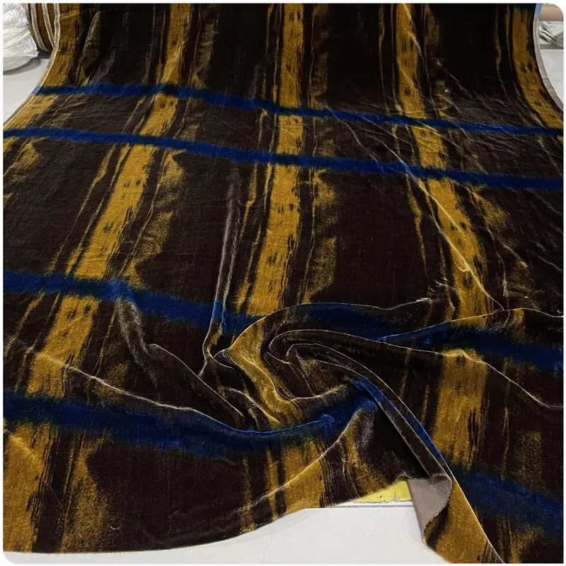 

vintage striped silk cotton velvet fabric 45" Wide Fabric for DIY Dresses/Blouses, Skin-Friendly Drapery Material