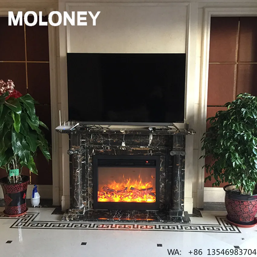 Black Led Light Technology Steel Glass Power Packing Flame Electric Fireplace Heater
