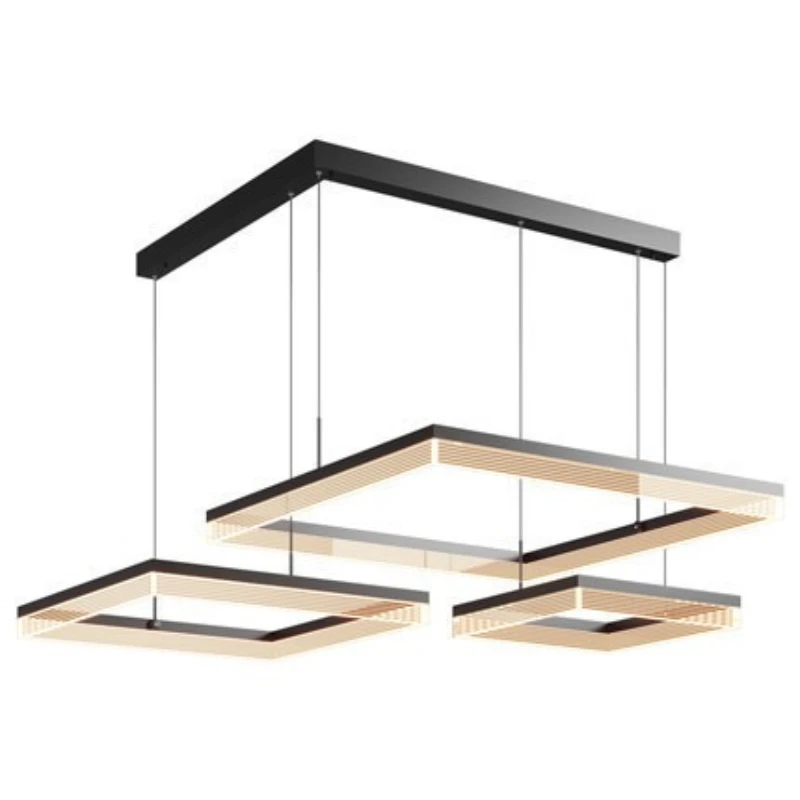

Designer's new L-shaped living room chandelier, artistic engraved dining room light, modern simple bedroom fishing line light