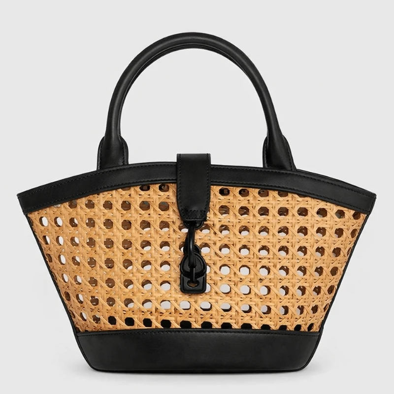 

Новинка: Женская плетеная сумка-ведро ручной работы из ротанга с ажурным дизайном, летняя пляжная маленькая сумка-тоут (Sac A Main)