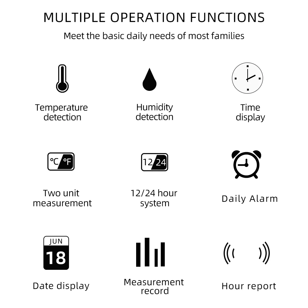 LCD Digital Temperature Humidity Meter HTC-2/HTC-1 Home Indoor Outdoor Hygrometer Thermometer Weather Station with Clock