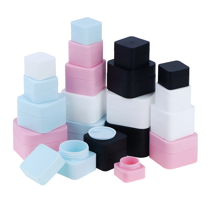 5g-50g Empty Plastic Nail Art Cosmetic Square Containers Jar Small Sample Cream Pot Nail Gel Powder Box Makeup Lotion Tool