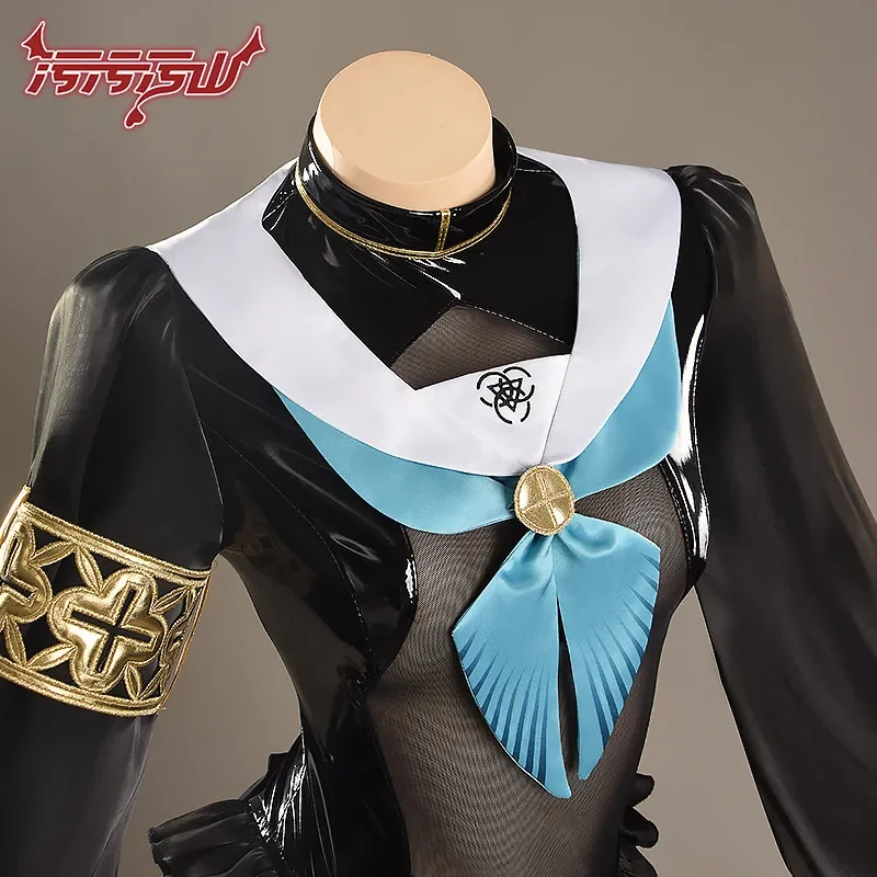 Sexy Nun Cosplay Blue Archive Mary Black Patent Leather Bodysuit Long Cape Anime Women Outfit For Private Photoshoot Halloween - view 5