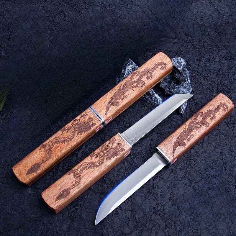 Tactical Military Camping Portable Edc Survival Tools 2 in 1 Two In One Japaness Style Drop / Tanto Blade Utility Pocket Knife