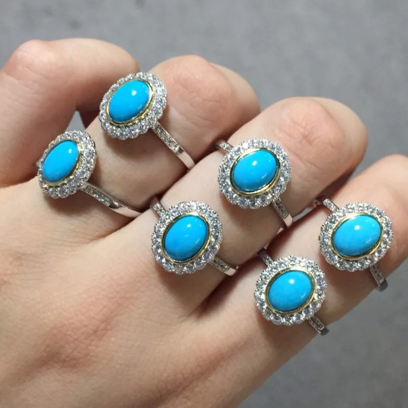 

Natural Blue 925 Silver Inlaid Turquoise Ring
