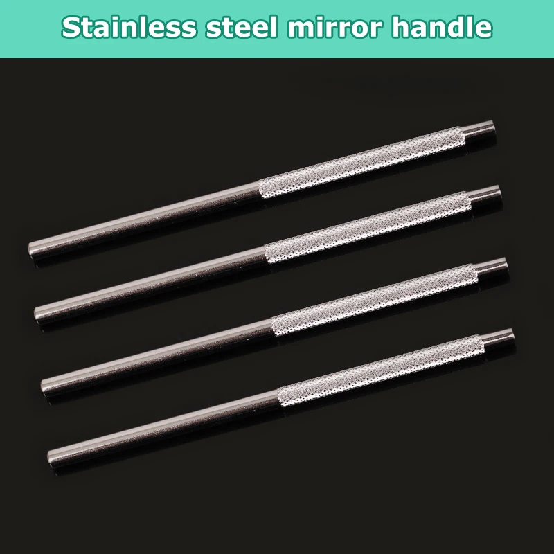 3pcs Dental Mirror Handle Stainless Steel Mouth Mirror Reflector Applying Handle ﻿Detachable Universal Handle Dentist Lab Tools