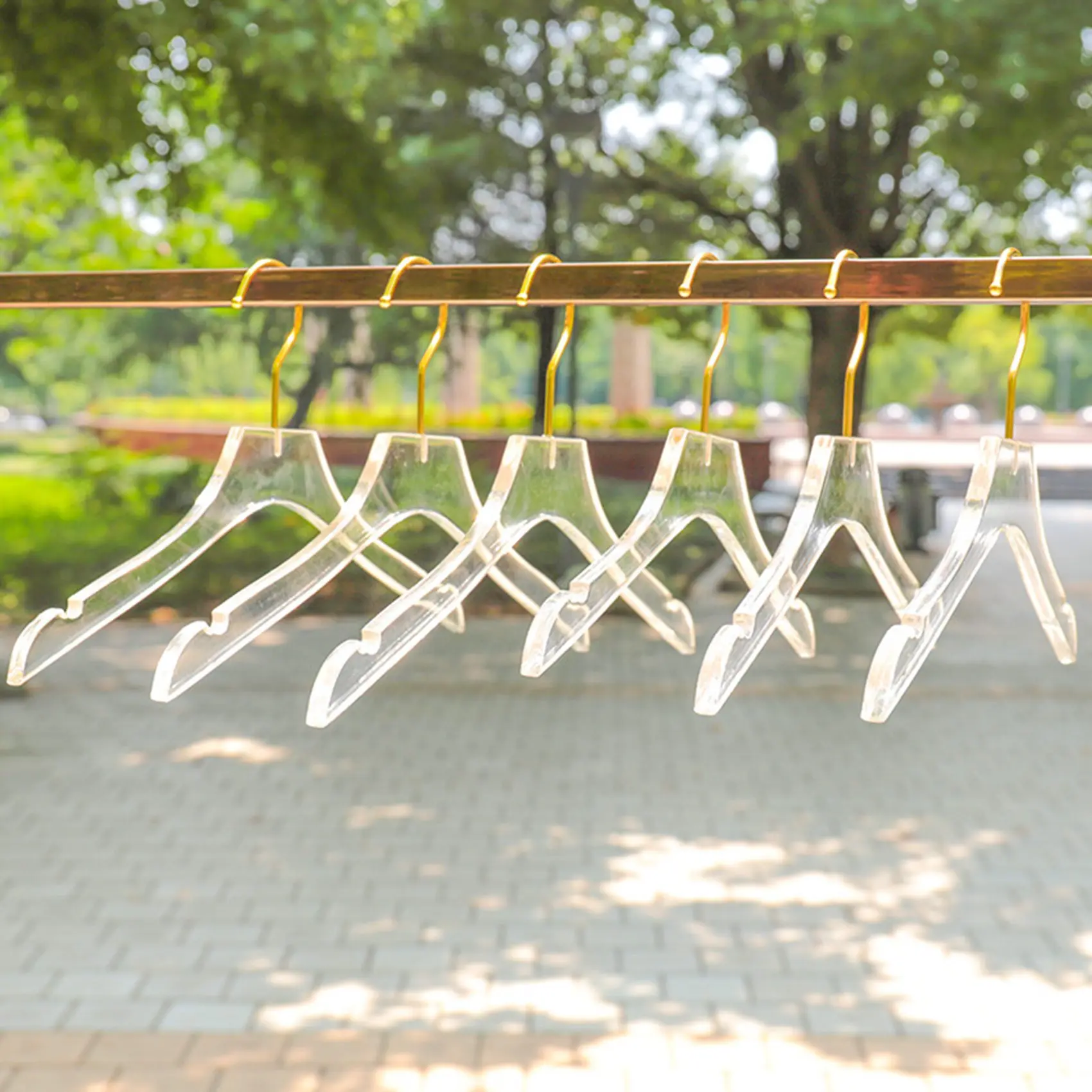 FIZP 10 Pcs Clear Acrylic Clothes Hanger With Gold Hook, Transparent Shirts Dress Hanger With Notches For Lady Kids L