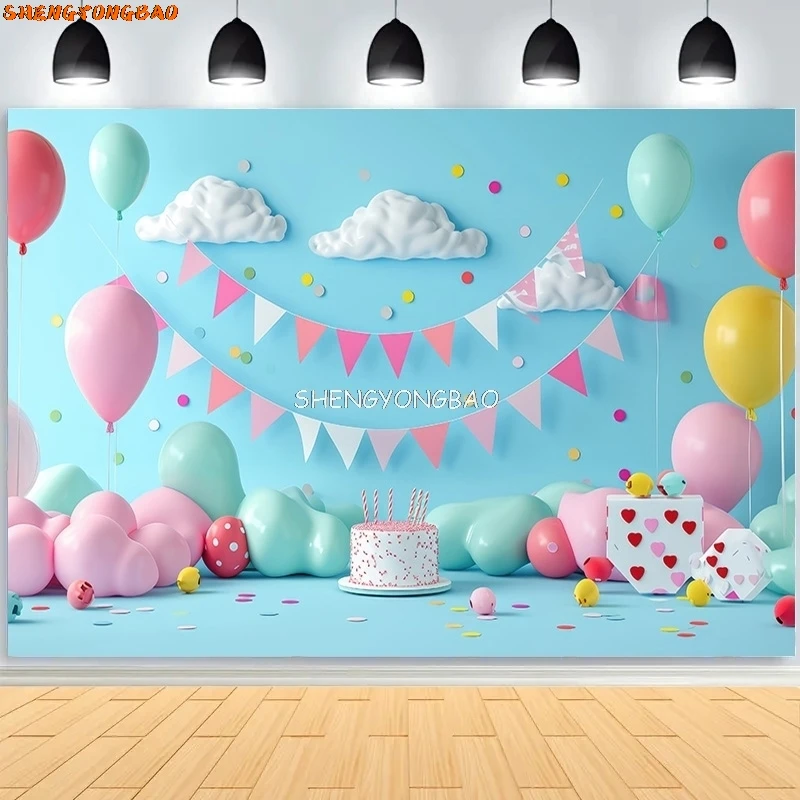 Baby Shower Decoration Birthday Party Photography Backdrops Props Balloons Arch Children Newborn Photo Studio Background BS-03