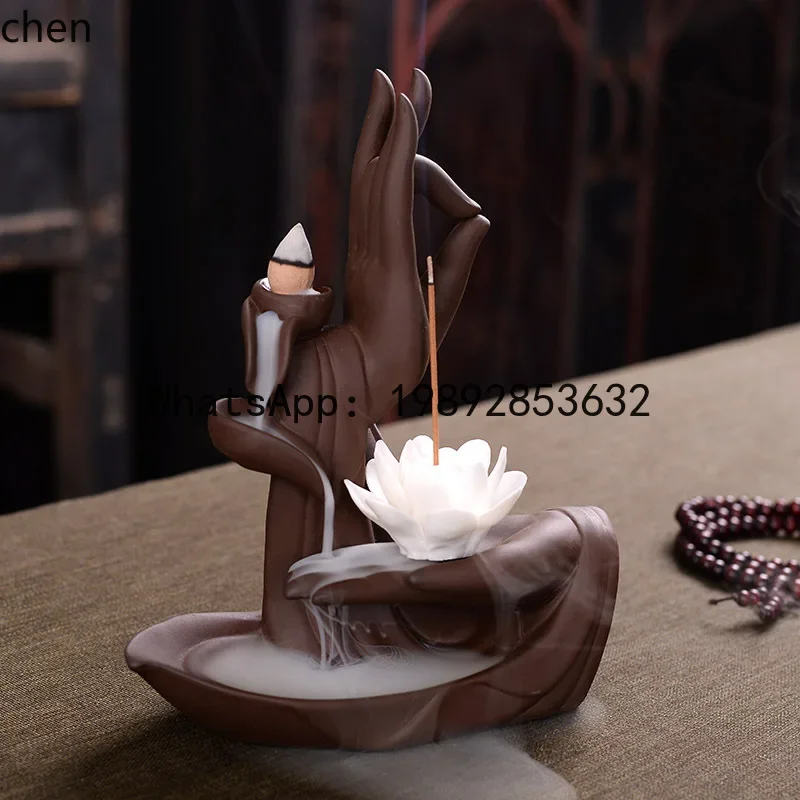 

ZF home sandalwood zen tea ceremony creative ornaments buddha's hand lotus indoor agarwood
