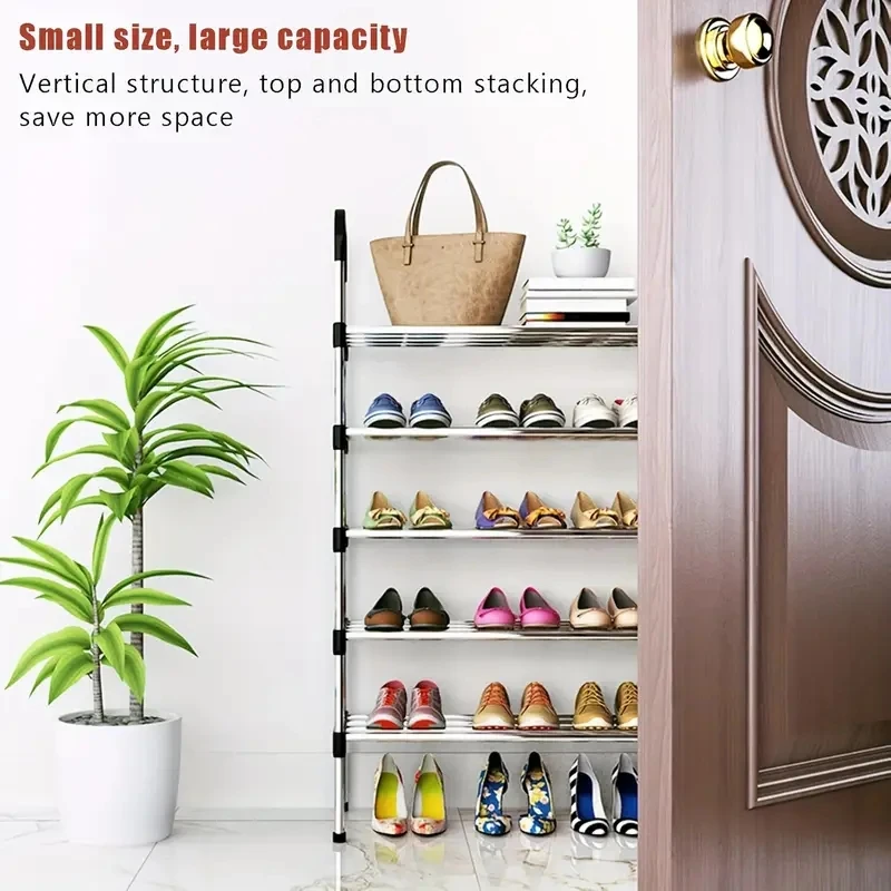 Shoe rack Multi-layer dustproof home door black shoe cabinet storage to save space assembly dormitory double shelves view 5