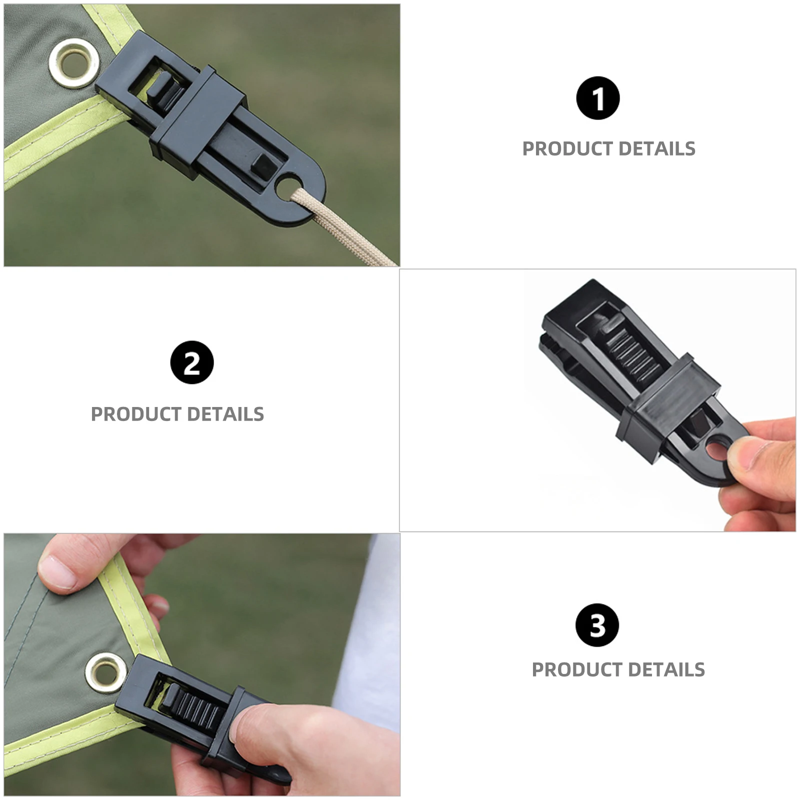 

20pcs Tent Clamps Heavy Duty Nylon Plastic Clips for Camping Tents Awnings Caravans Tarps Canvas Boat Covers Black