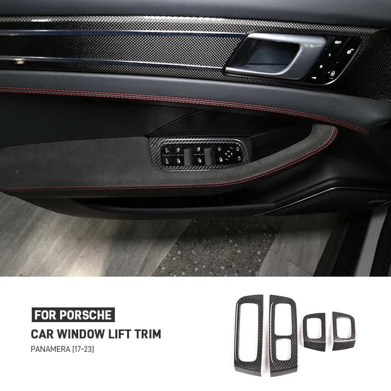 

For Porsche Panamera 2017-2023 Real Dry Carbon Fiber Car Window Lift Switch Button Frame Frame Cover Trim Decorative Accessories