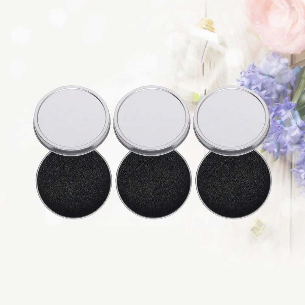 3 pçs redondo escova de ferro caixa de limpeza esponja seca para remoção reutilizável ferramenta maquiagem tamanho viagem sombra em pó